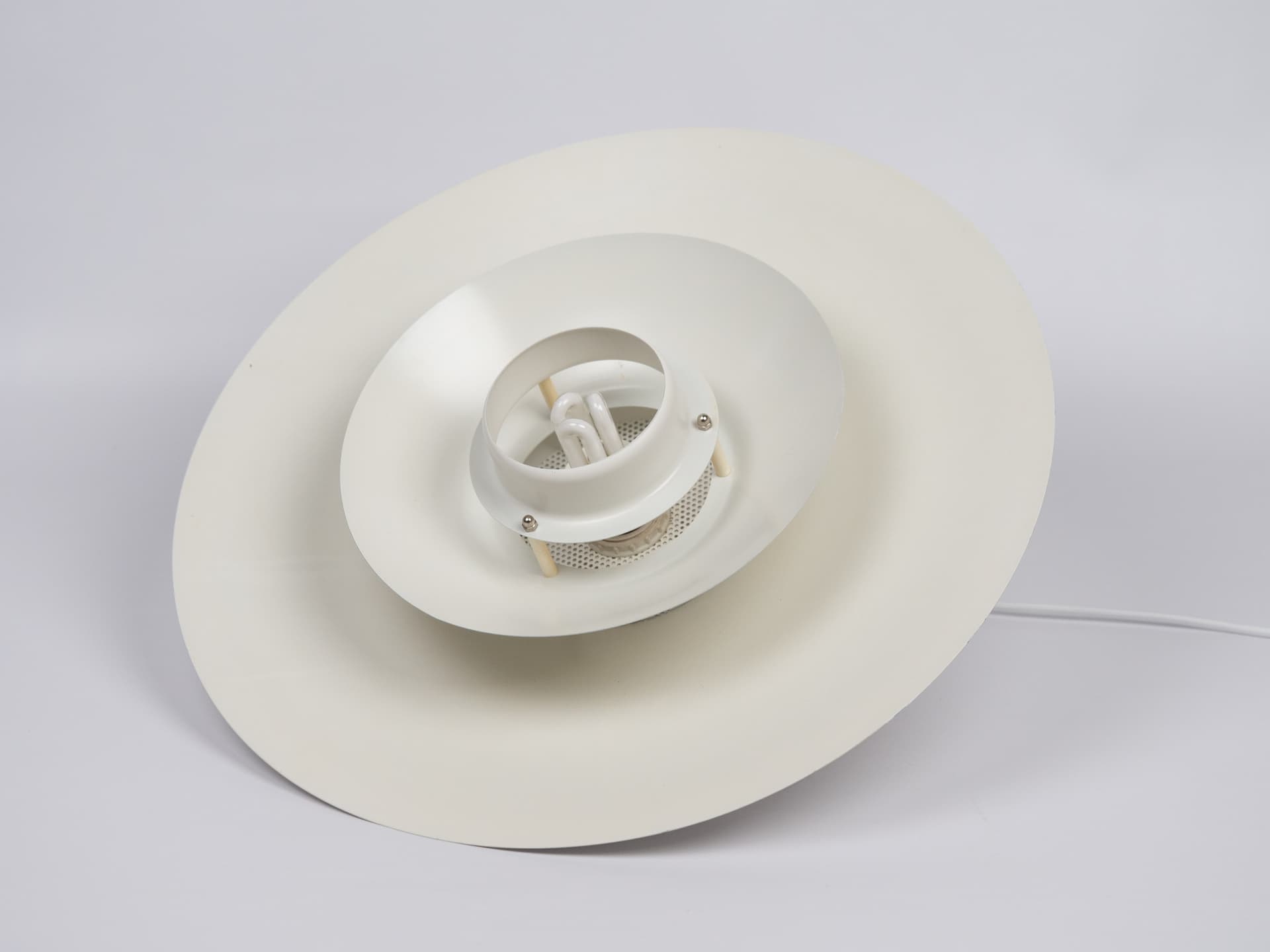 Pendant lamp Donau, white aluminium, by K. Wiborg, Jeka, Denmark, 1980s. - 391399