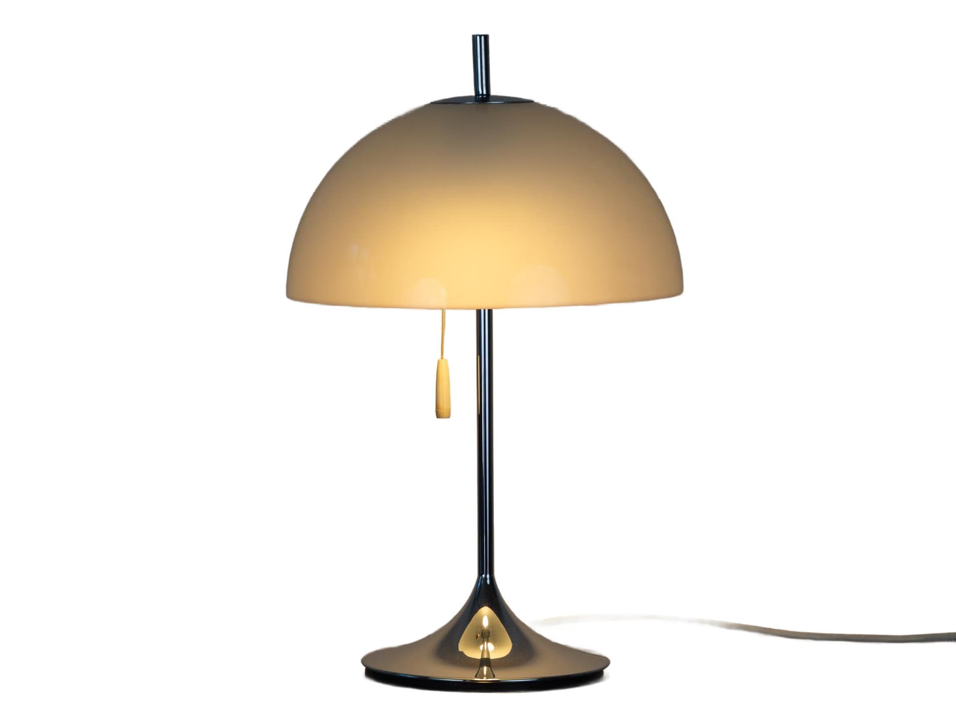 Table lamp Panthella, white, plastic, metal, by V. Panton, Louis Poulsen, Denmark, 1970s.