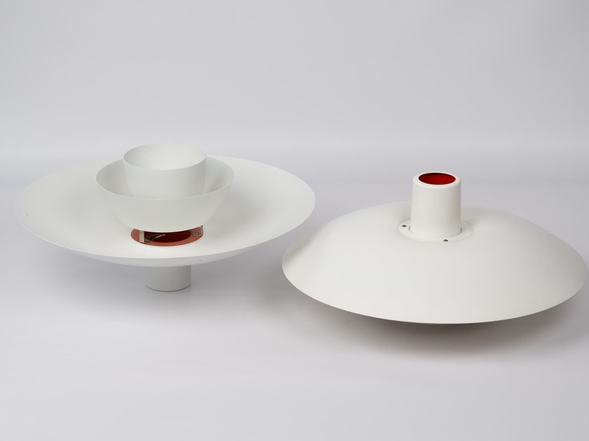 Pair of pendant lamps PH 4/3, white metal, by P. Henningsen, Louis Poulsen, Denmark, 1960s. - 391474