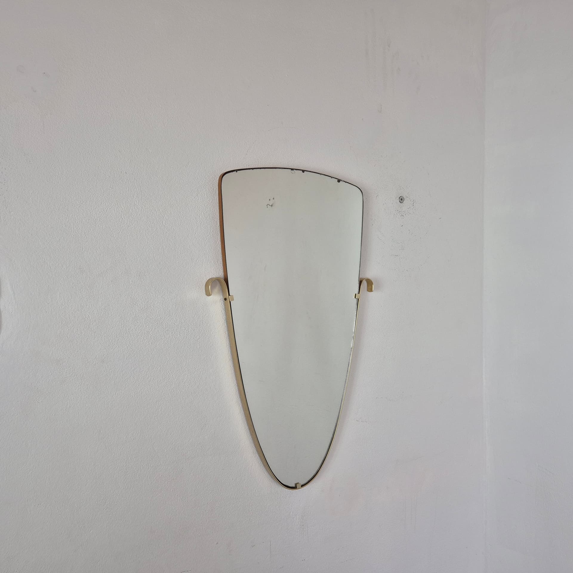Wall Mirror Rockabilly, glass, gold metal, Germany, 1970s. - 391500