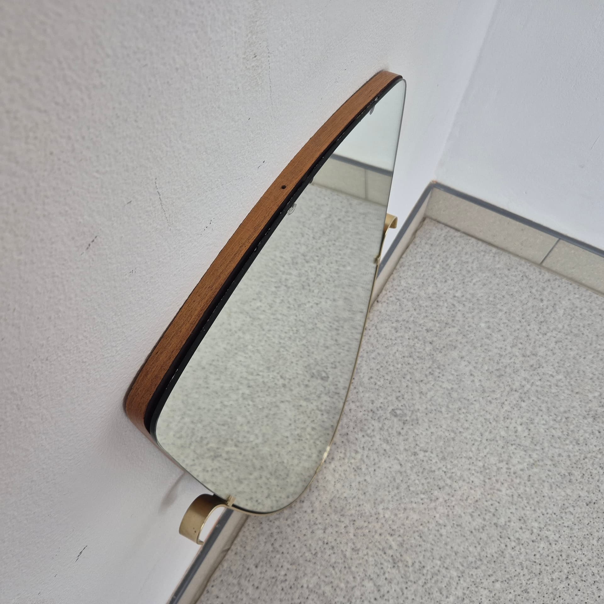 Wall Mirror Rockabilly, glass, gold metal, Germany, 1970s. - 391505