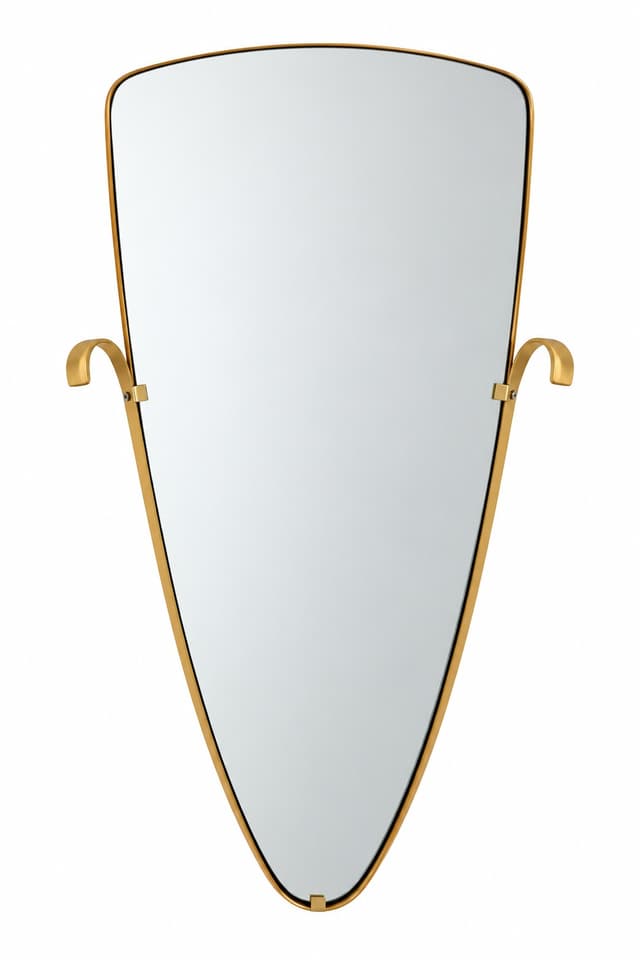 Wall Mirror Rockabilly, glass, gold metal, Germany, 1970s. - DIMENSION