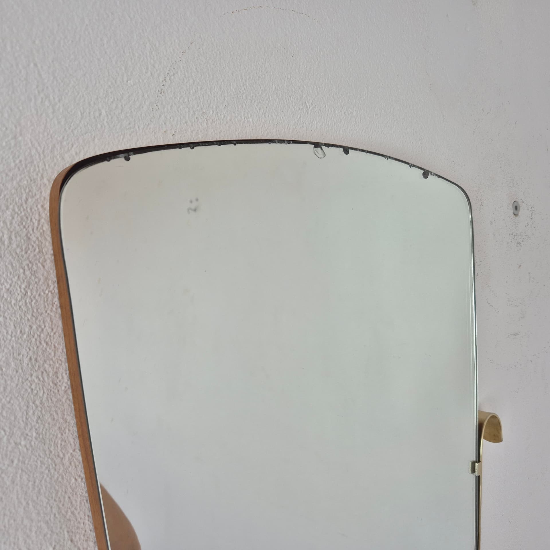 Wall Mirror Rockabilly, glass, gold metal, Germany, 1970s. - 391502