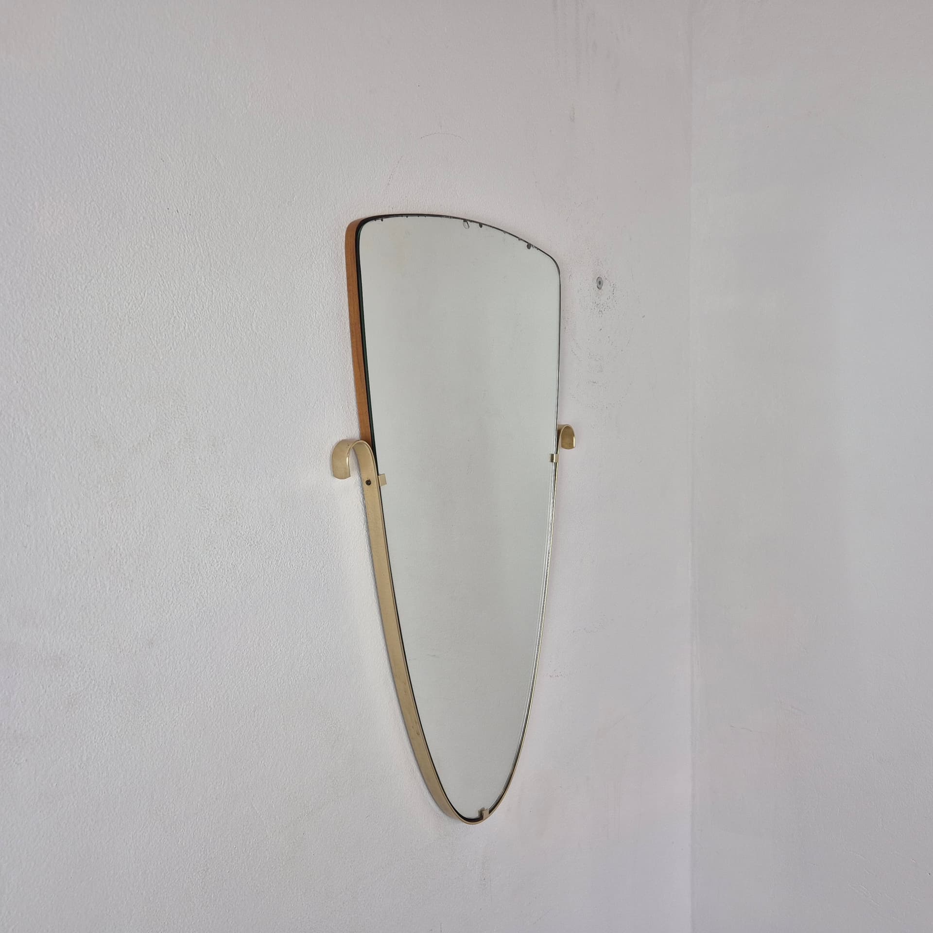 Wall Mirror Rockabilly, glass, gold metal, Germany, 1970s. - 391504
