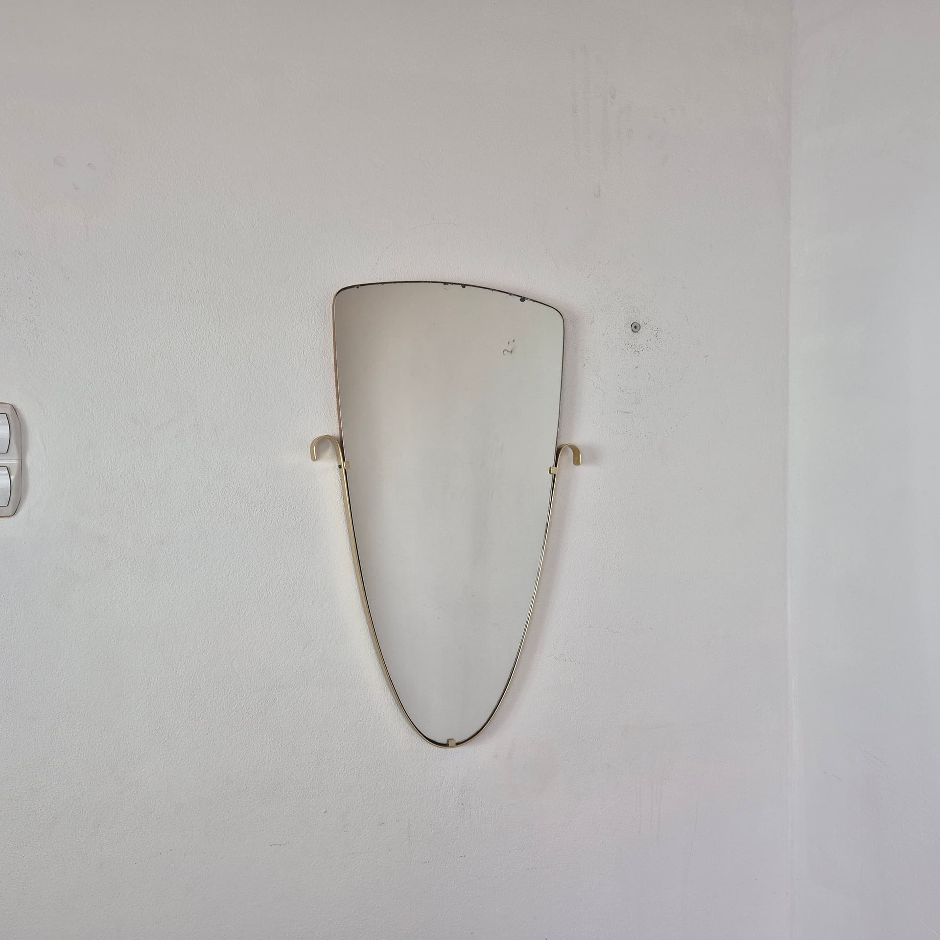 Wall Mirror Rockabilly, glass, gold metal, Germany, 1970s. - 391507