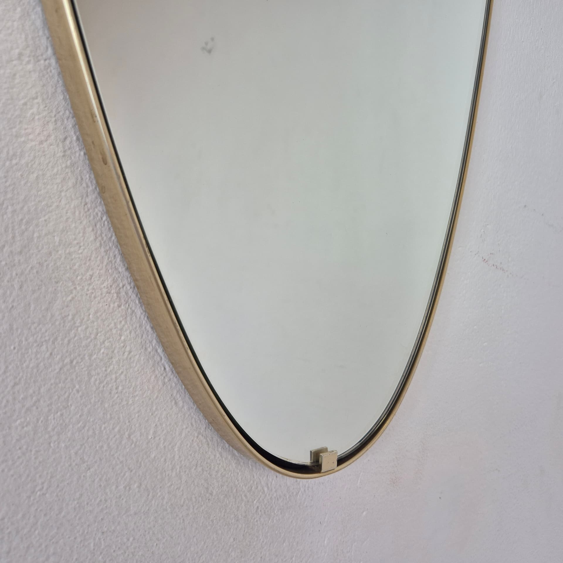 Wall Mirror Rockabilly, glass, gold metal, Germany, 1970s. - 391506