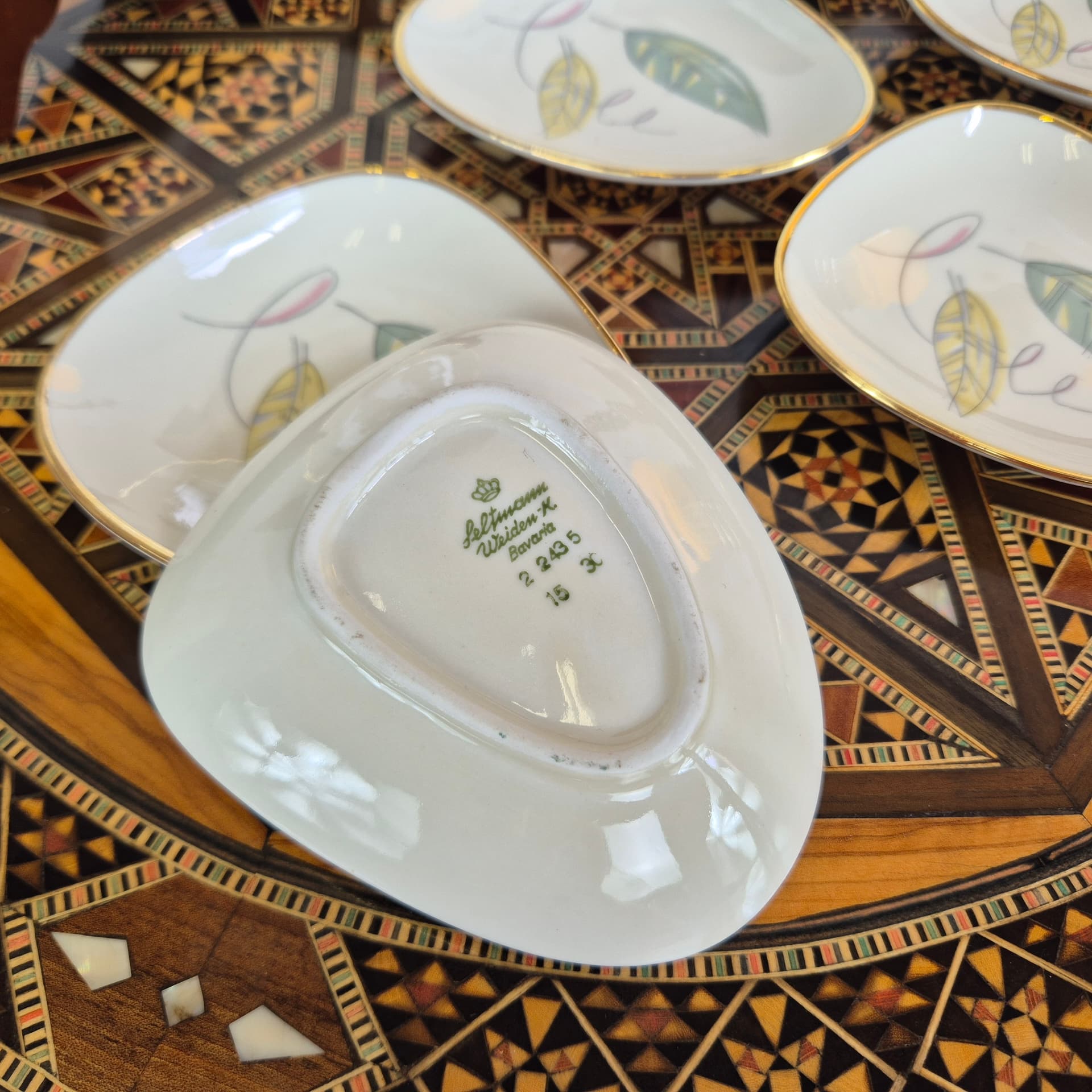 Jam Dish Set, white porcelain, gold trim, Seltmann Weiden, Germany, 1970s. - 391526
