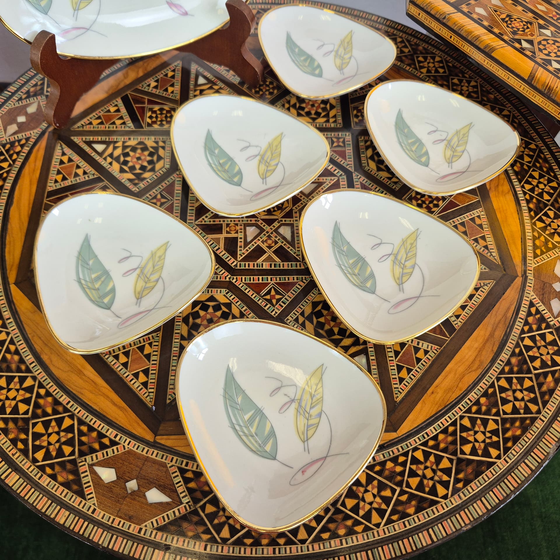 Jam Dish Set, white porcelain, gold trim, Seltmann Weiden, Germany, 1970s. - 391529
