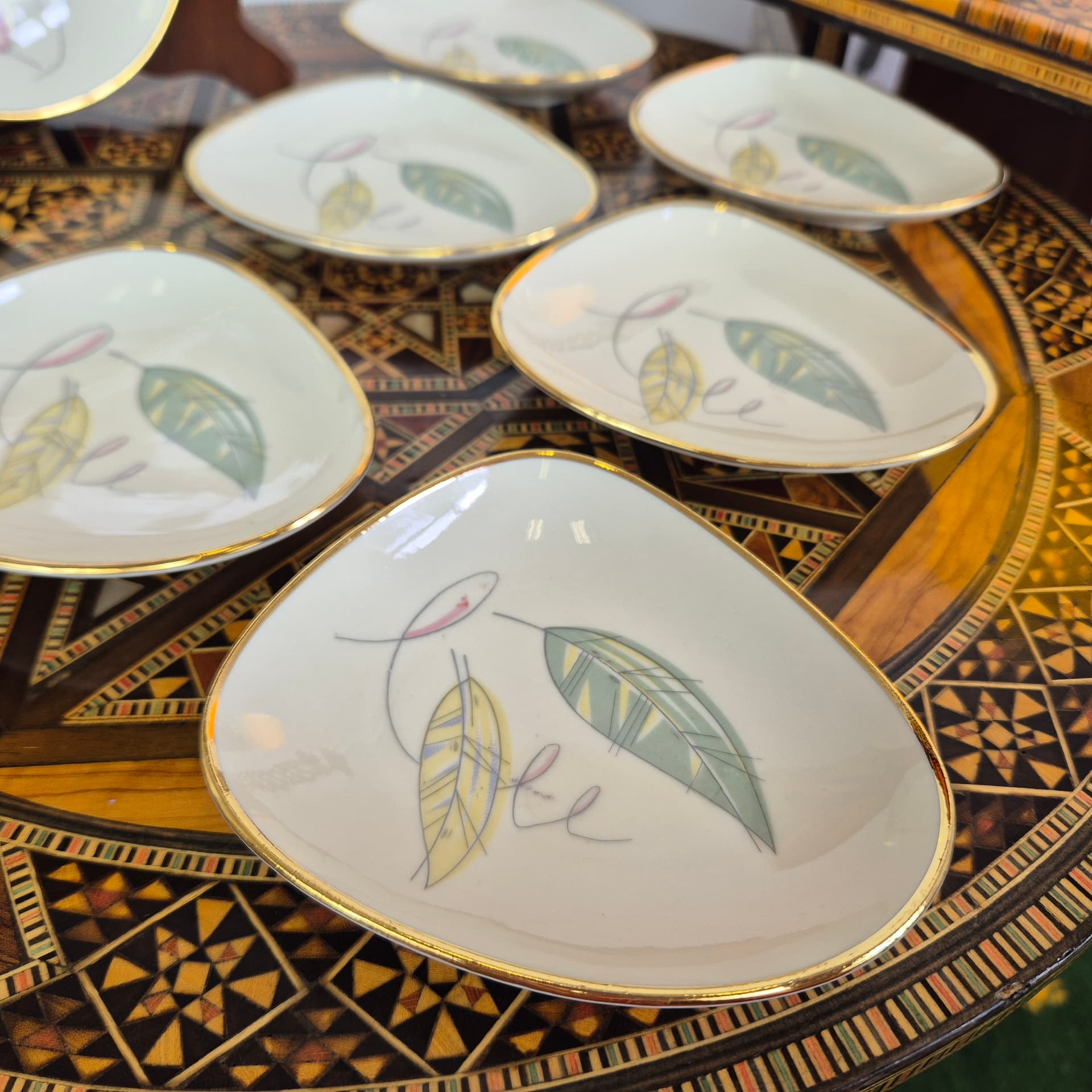 Jam Dish Set, white porcelain, gold trim, Seltmann Weiden, Germany, 1970s. - 391528