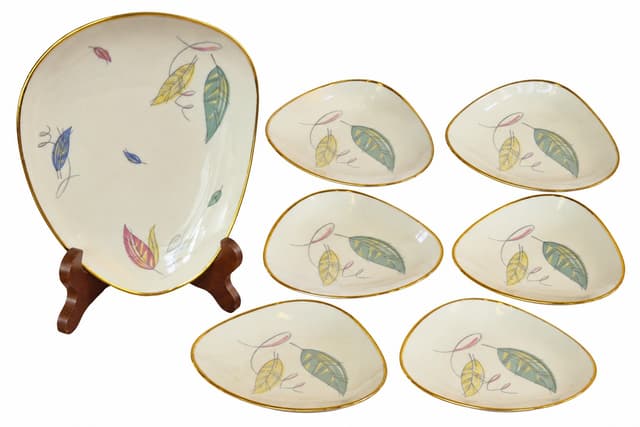 Jam Dish Set, white porcelain, gold trim, Seltmann Weiden, Germany, 1970s. - DIMENSION