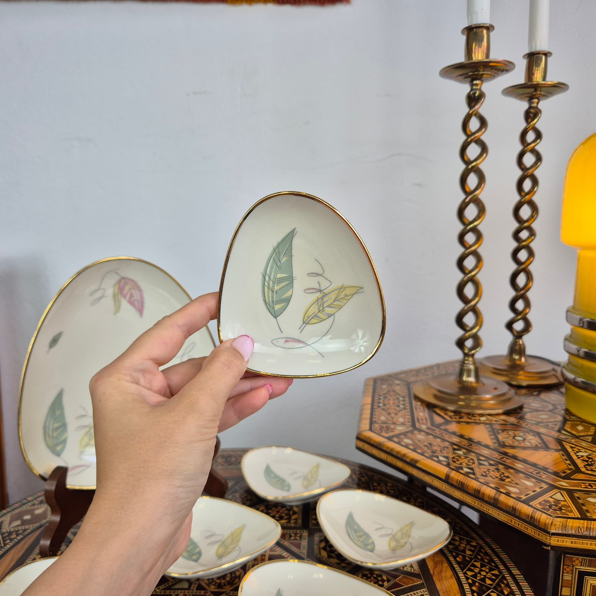 Jam Dish Set, white porcelain, gold trim, Seltmann Weiden, Germany, 1970s. - 391523