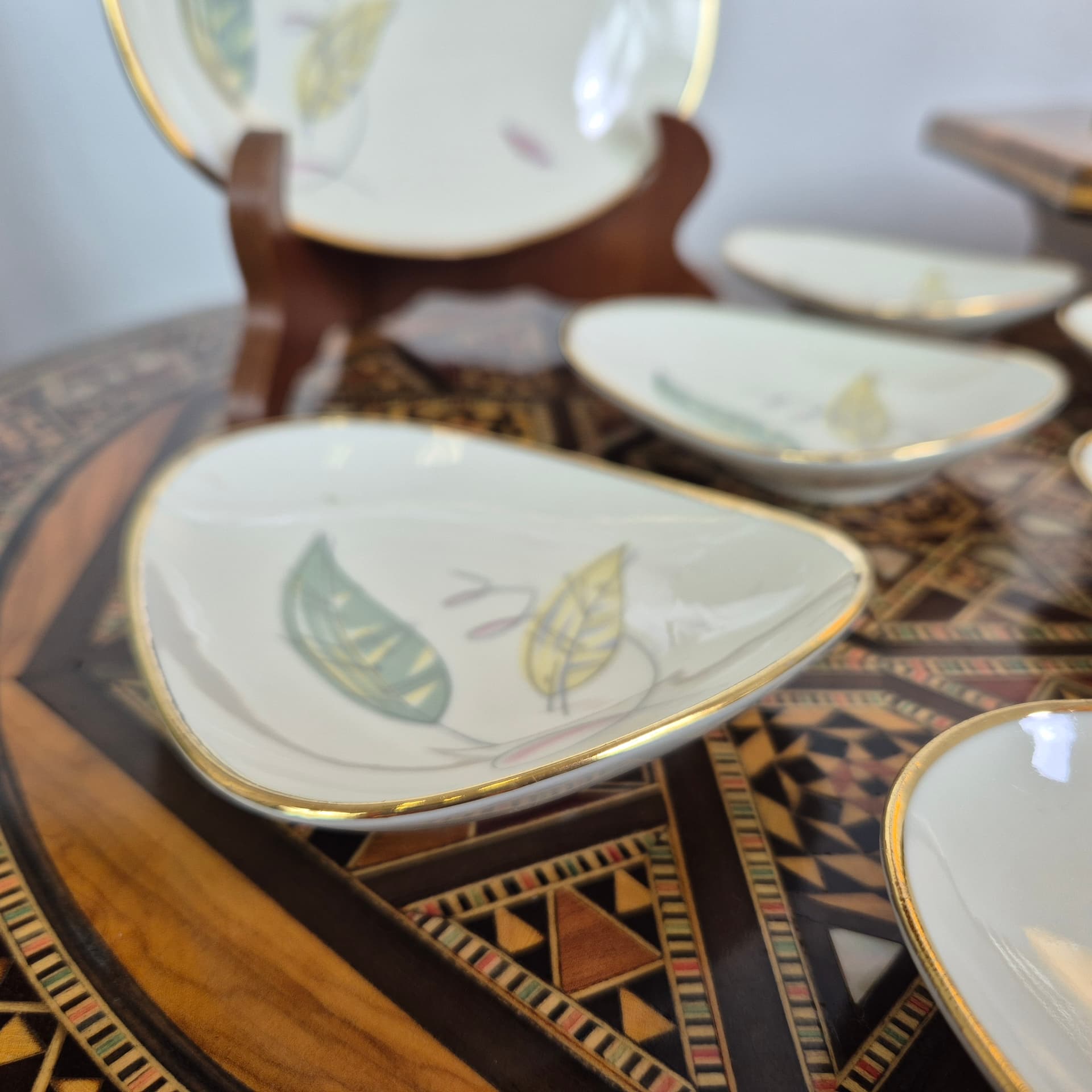 Jam Dish Set, white porcelain, gold trim, Seltmann Weiden, Germany, 1970s. - 391525