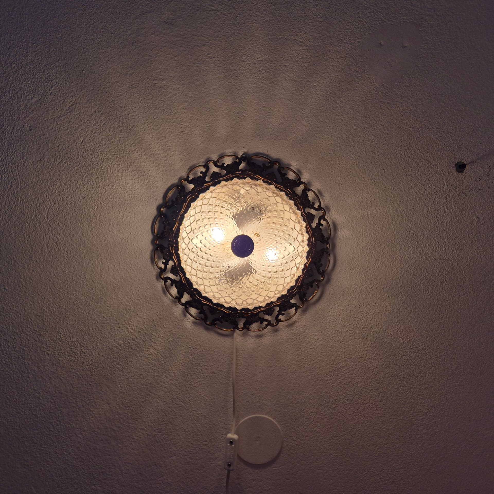 Ceiling lamp neo-baroque, clear glass, gold metal, Solken Leuchten, Germany, 1970s. - 391537