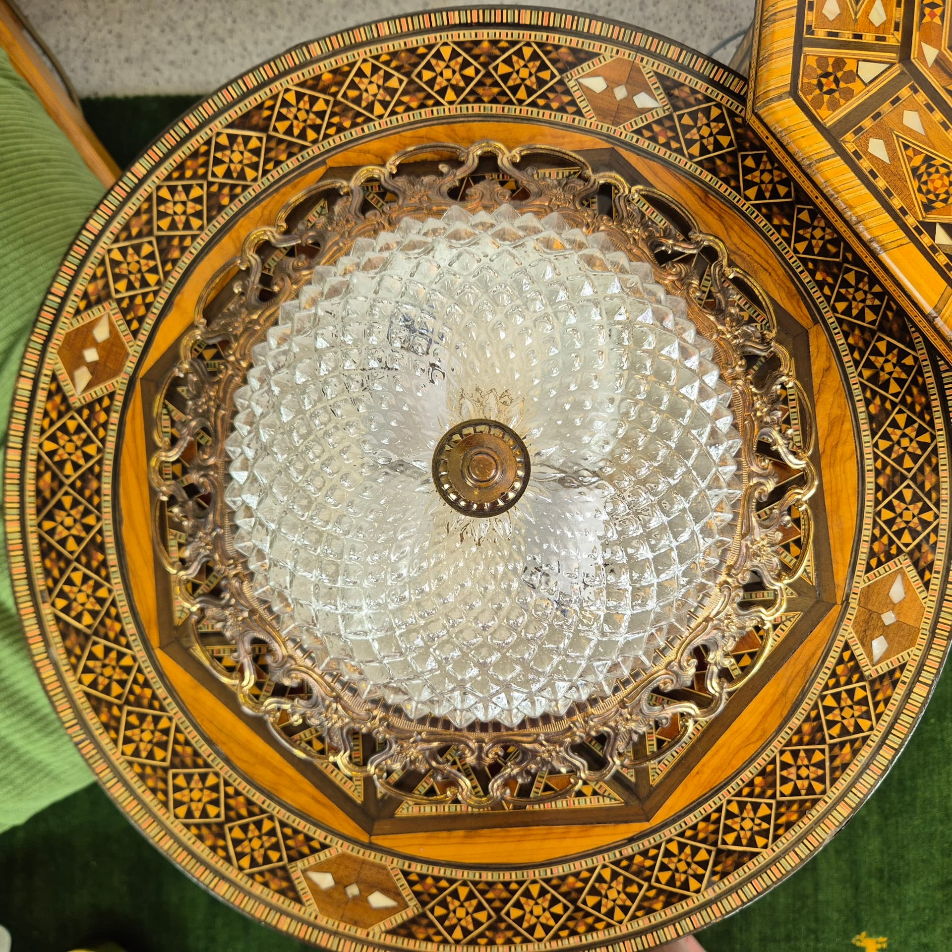 Ceiling lamp neo-baroque, clear glass, gold metal, Solken Leuchten, Germany, 1970s. - 391540