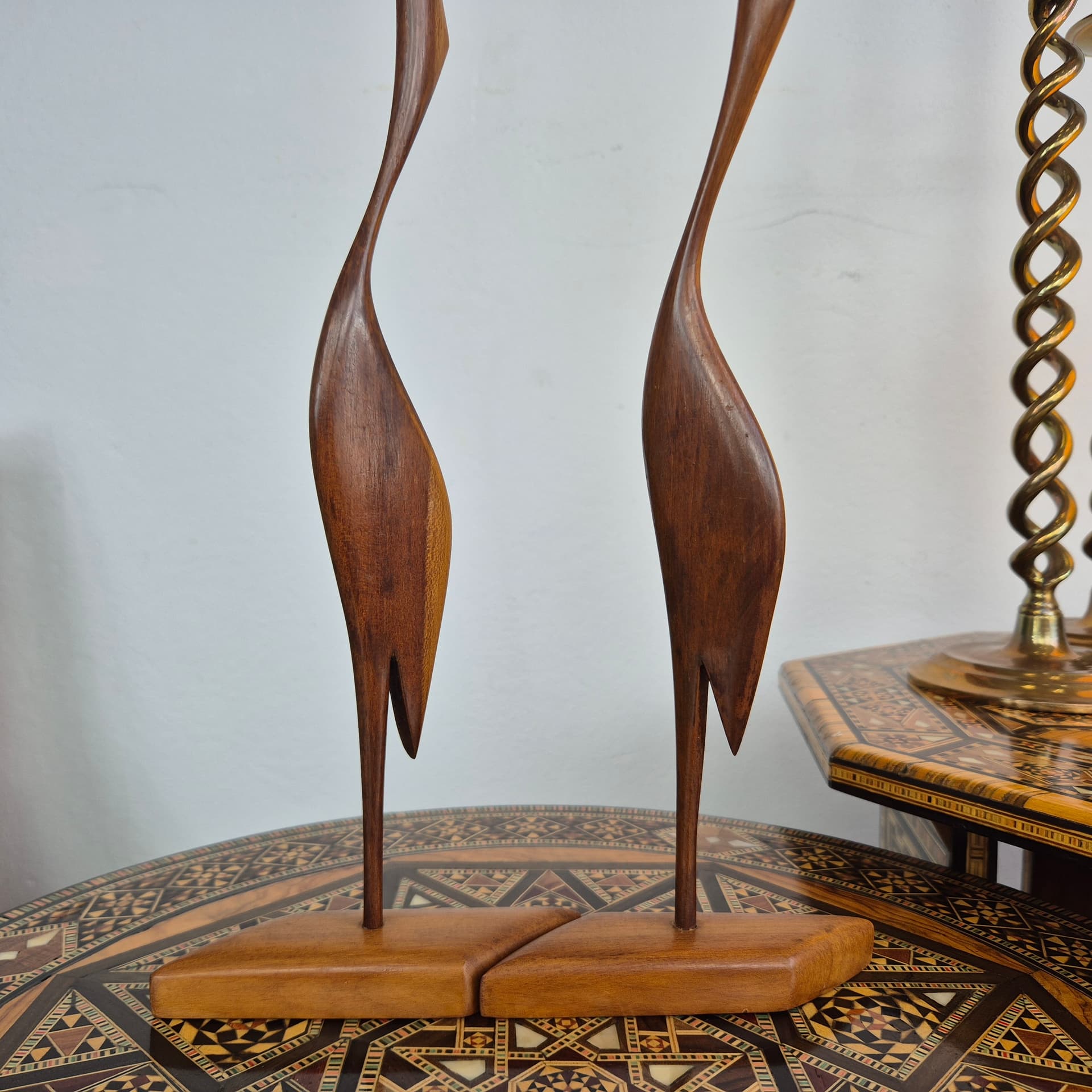 Para rzeźb żurawi, teak brązowy, Dania, lata 60. - 391548