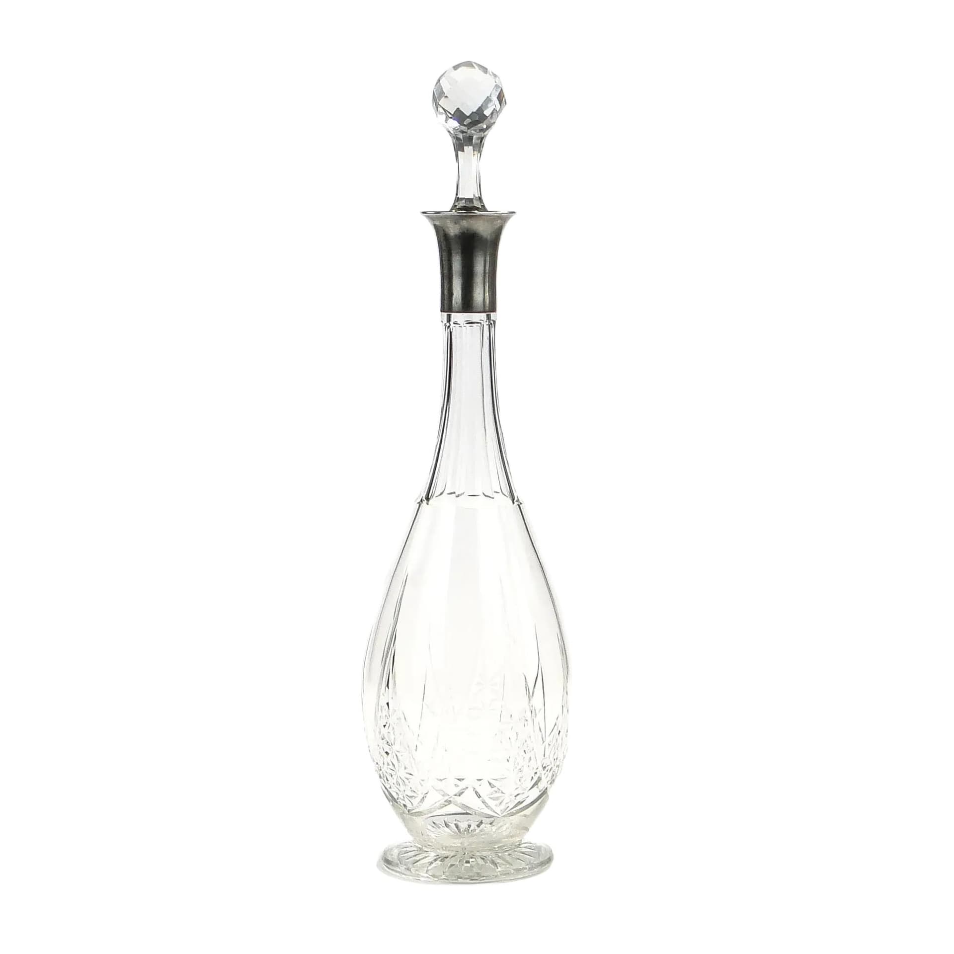 Wine Decanter, Belle Époque, clear crystal, silver, France, 19th c.