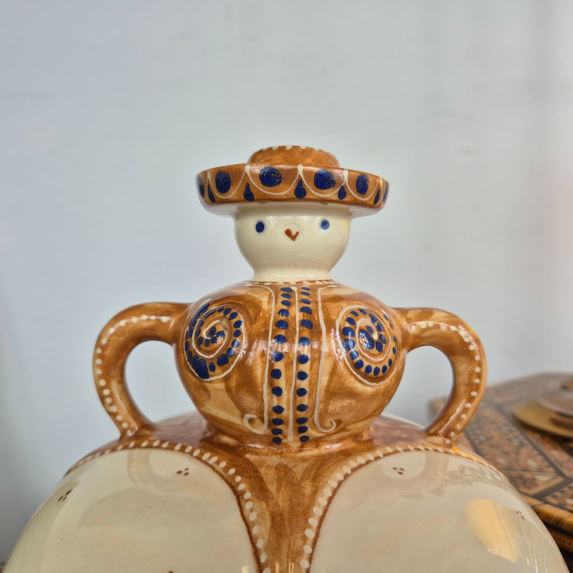 Cheese Dome, white brown blue, ceramic, Germany, 1980s. - 391703