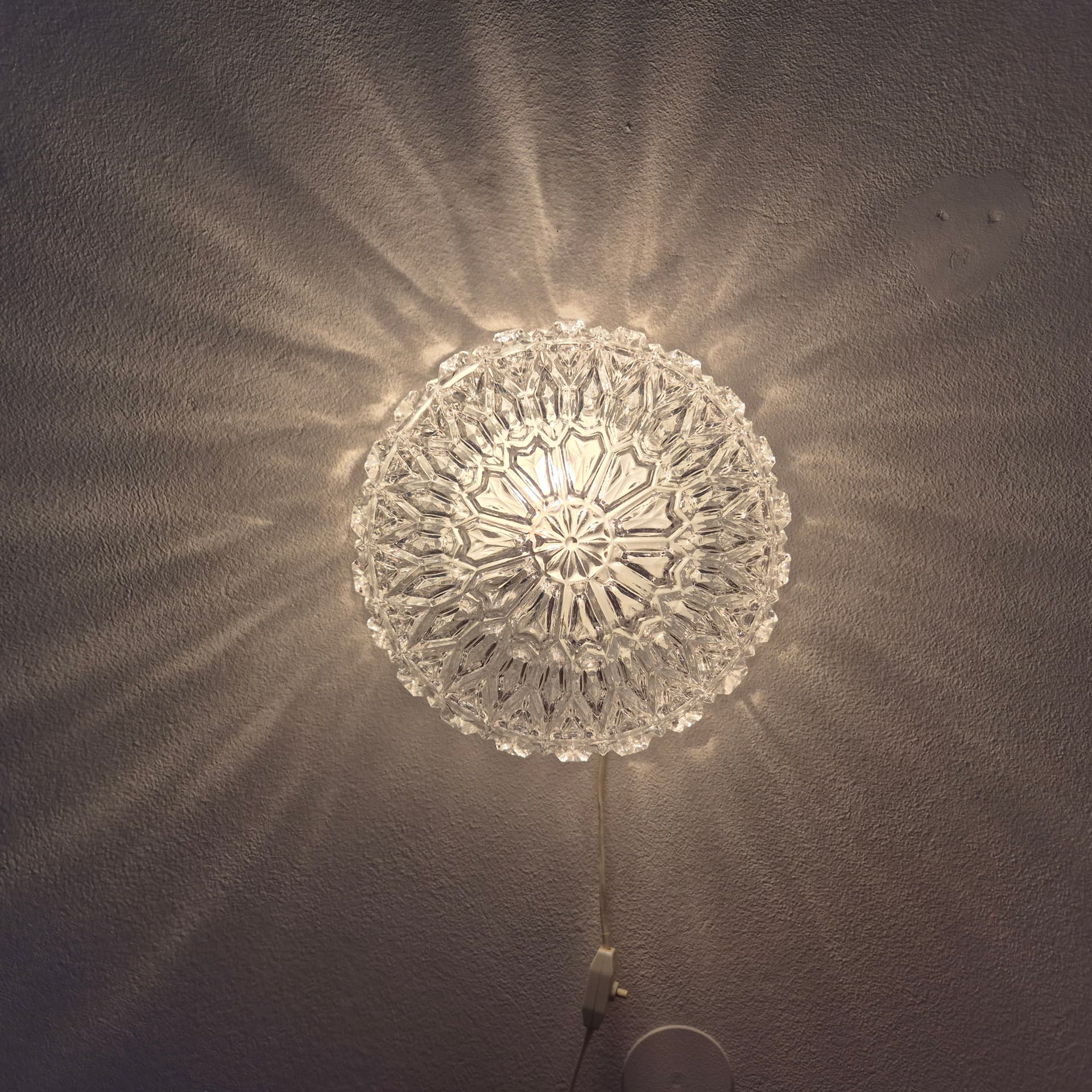 Ceiling Lamp Limburg, clear glass, white metal, Germany, 1960s. - 391734