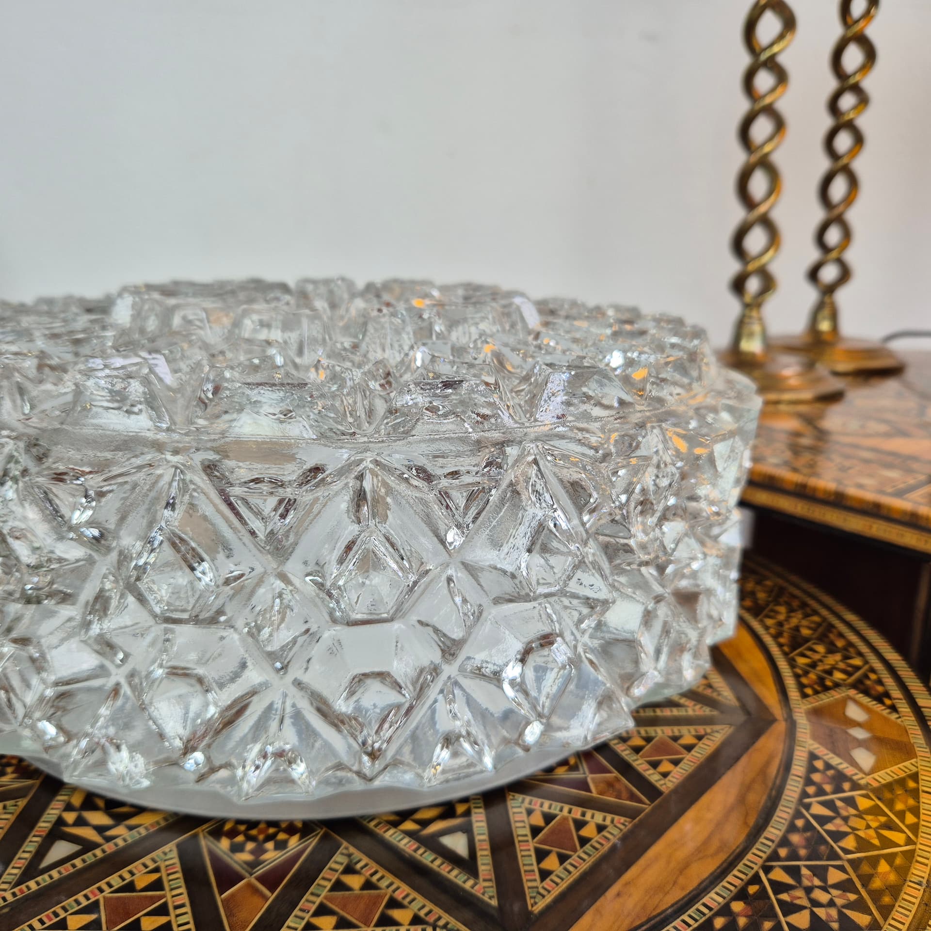 Ceiling Lamp Limburg, clear glass, white metal, Germany, 1960s. - 391732