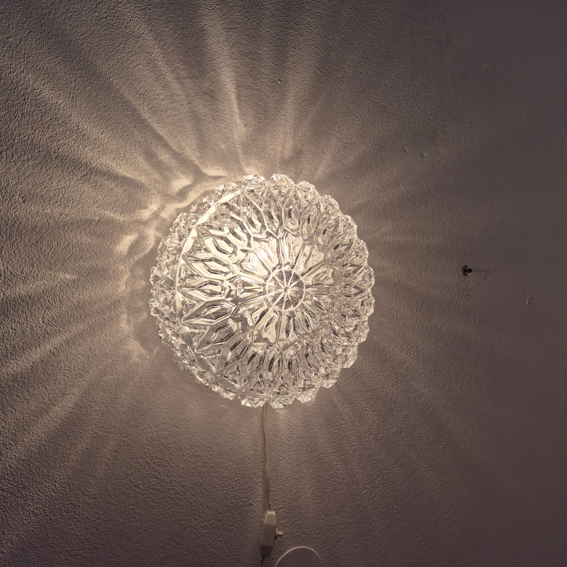 Ceiling Lamp Limburg, clear glass, white metal, Germany, 1960s. - 391737