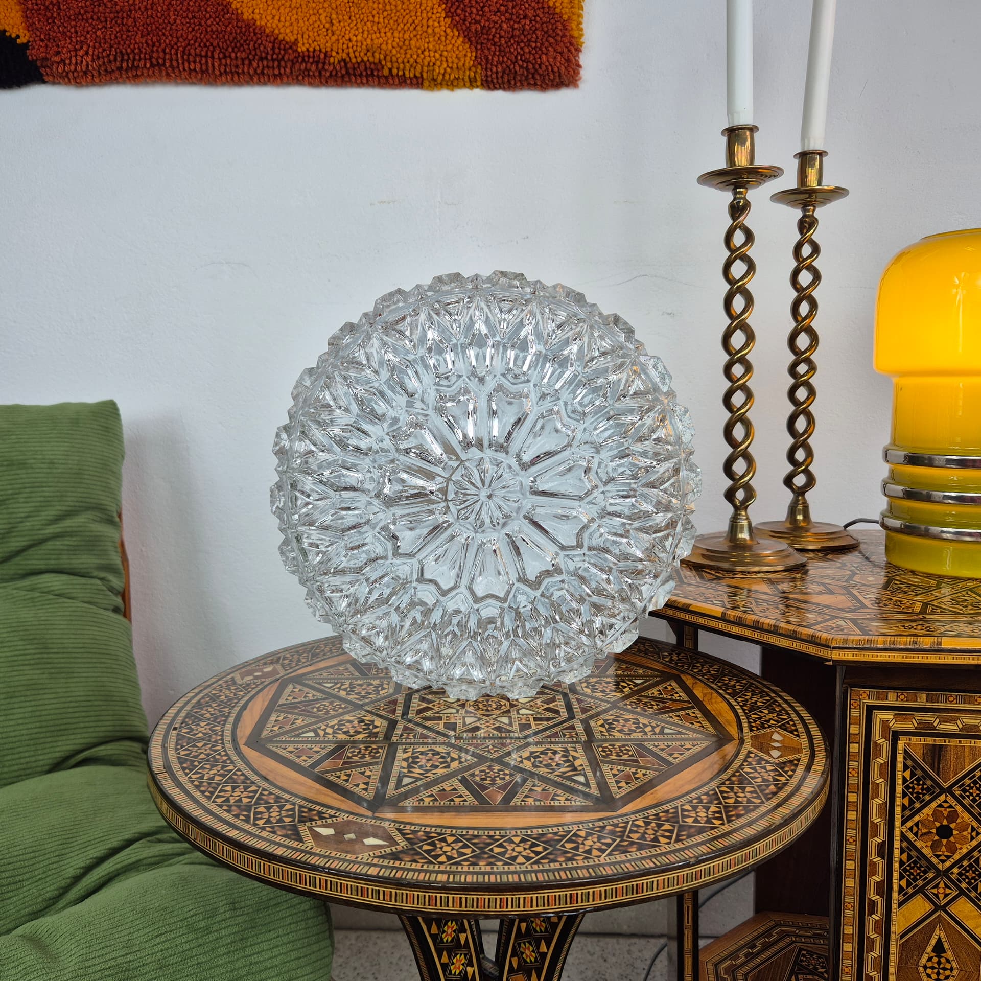Ceiling Lamp Limburg, clear glass, white metal, Germany, 1960s. - 391735