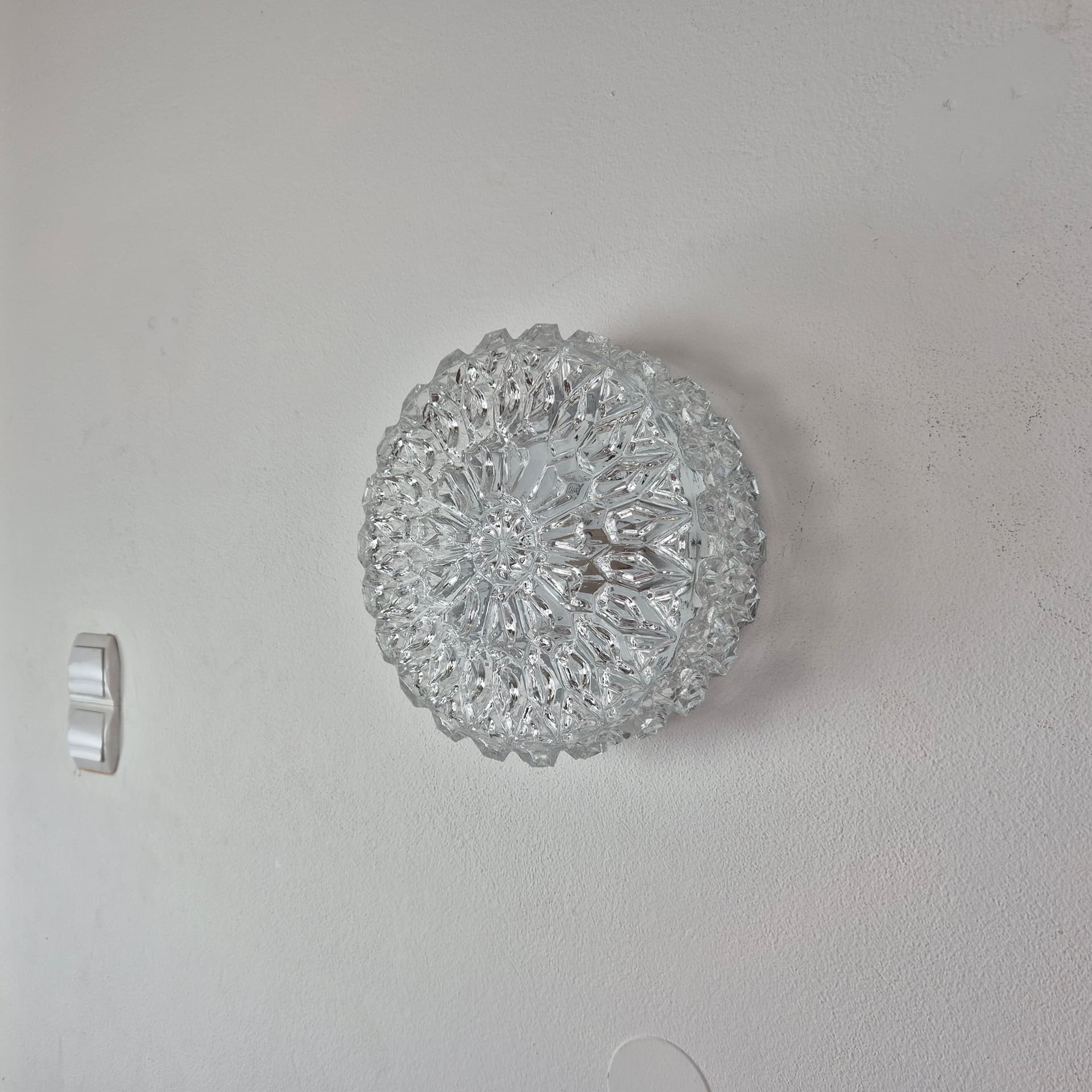 Ceiling Lamp Limburg, clear glass, white metal, Germany, 1960s. - 391730