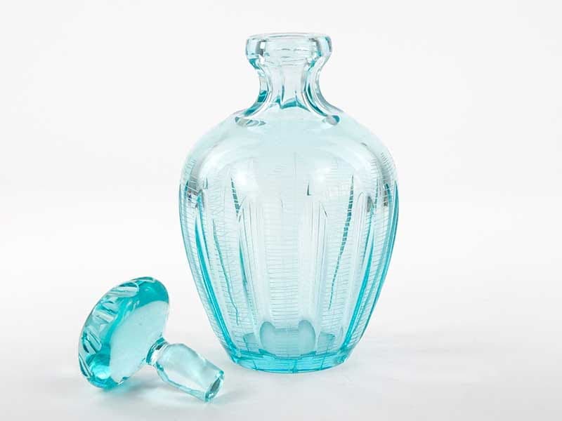 Decanter Beryl, green transparent crystal, by I. Pastrankowa, 1950s - 391740