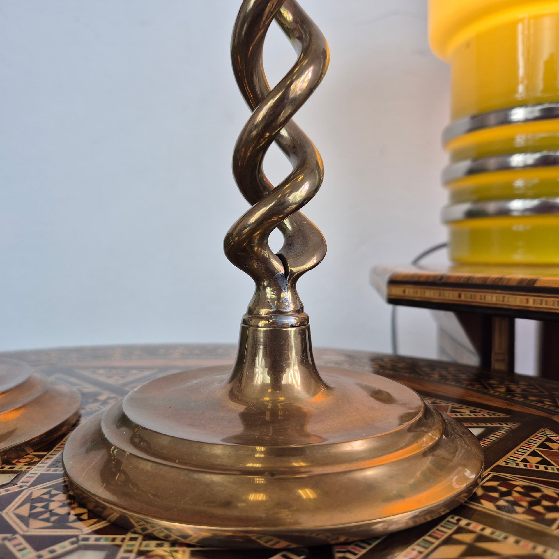 Pair of candlesticks Sprężyna, brass gold, 1980s. - 391753