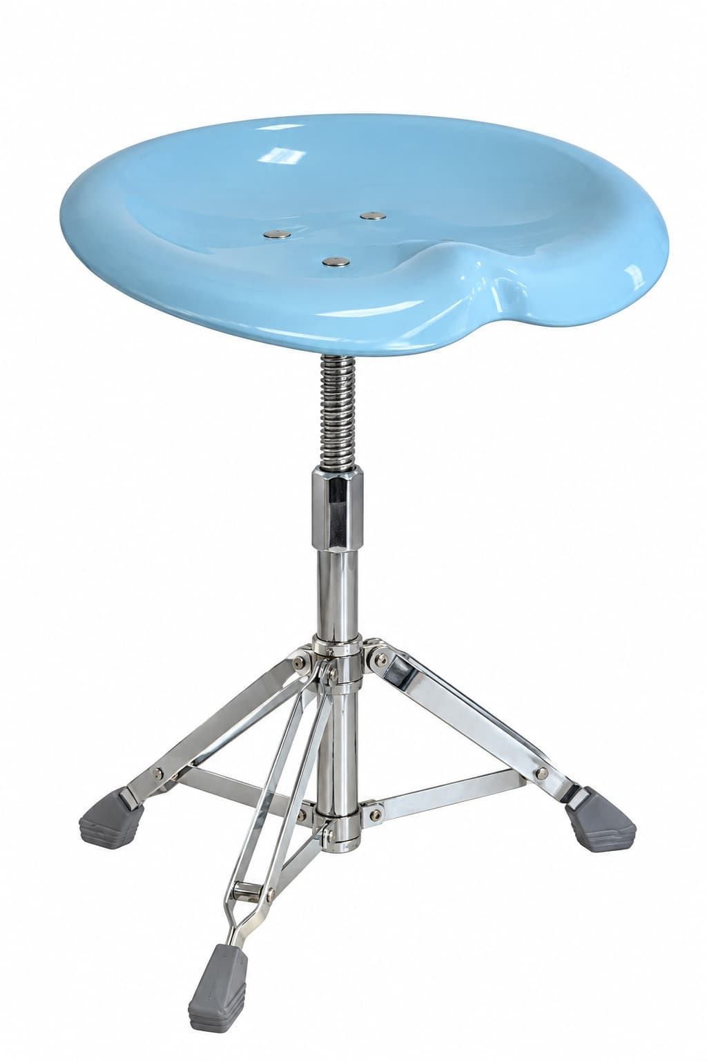 Stool Beat Stool, blue steel, chromed steel, by Y. Sasamoto, 1970s.