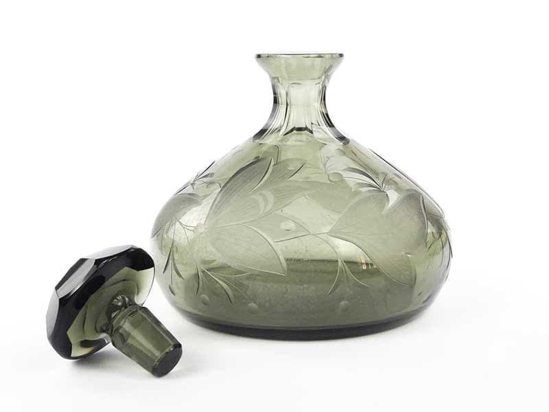 Decanter Art Deco, olive, crystal, France, 1930s - 391814