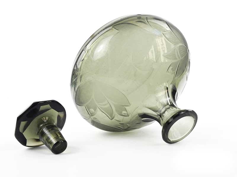 Decanter Art Deco, olive, crystal, France, 1930s - 391808