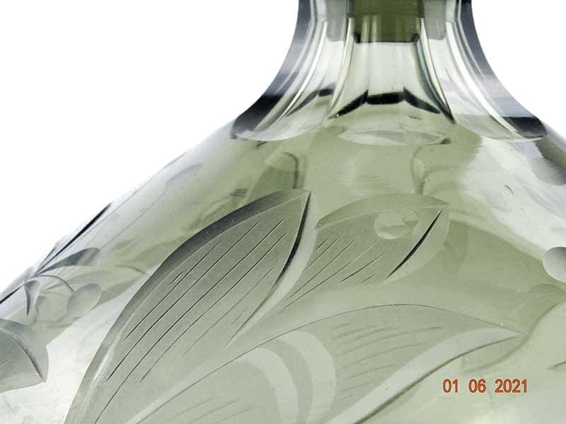 Decanter Art Deco, olive, crystal, France, 1930s - 391813