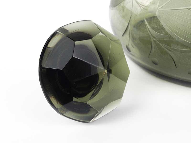 Decanter Art Deco, olive, crystal, France, 1930s - 391806