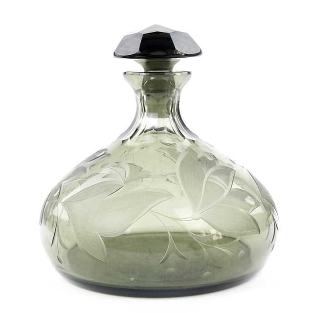 Decanter Art Deco, olive, crystal, France, 1930s - DIMENSION