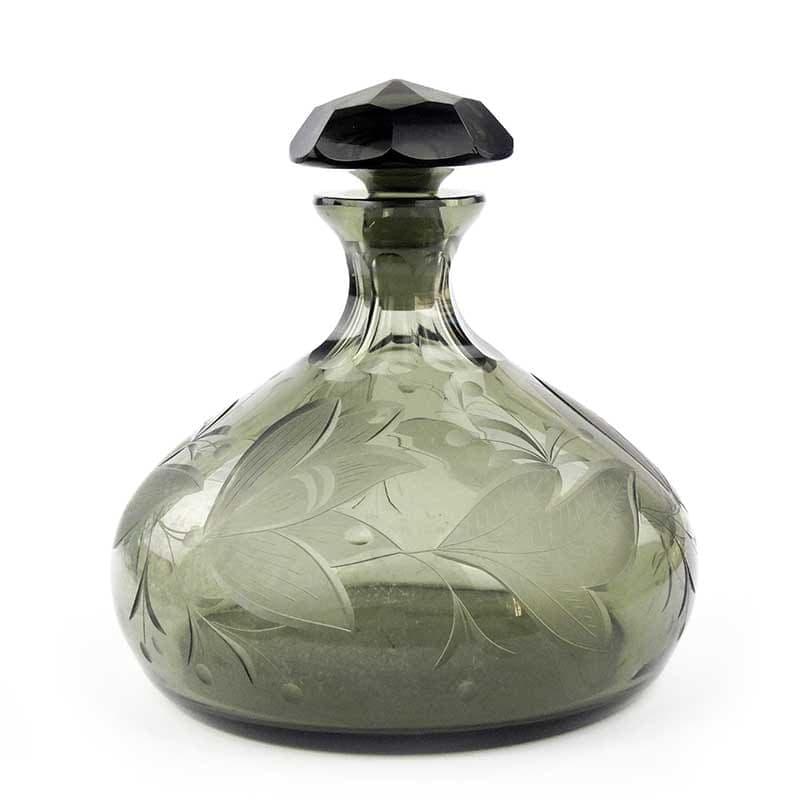 Decanter Art Deco, olive, crystal, France, 1930s - 391811