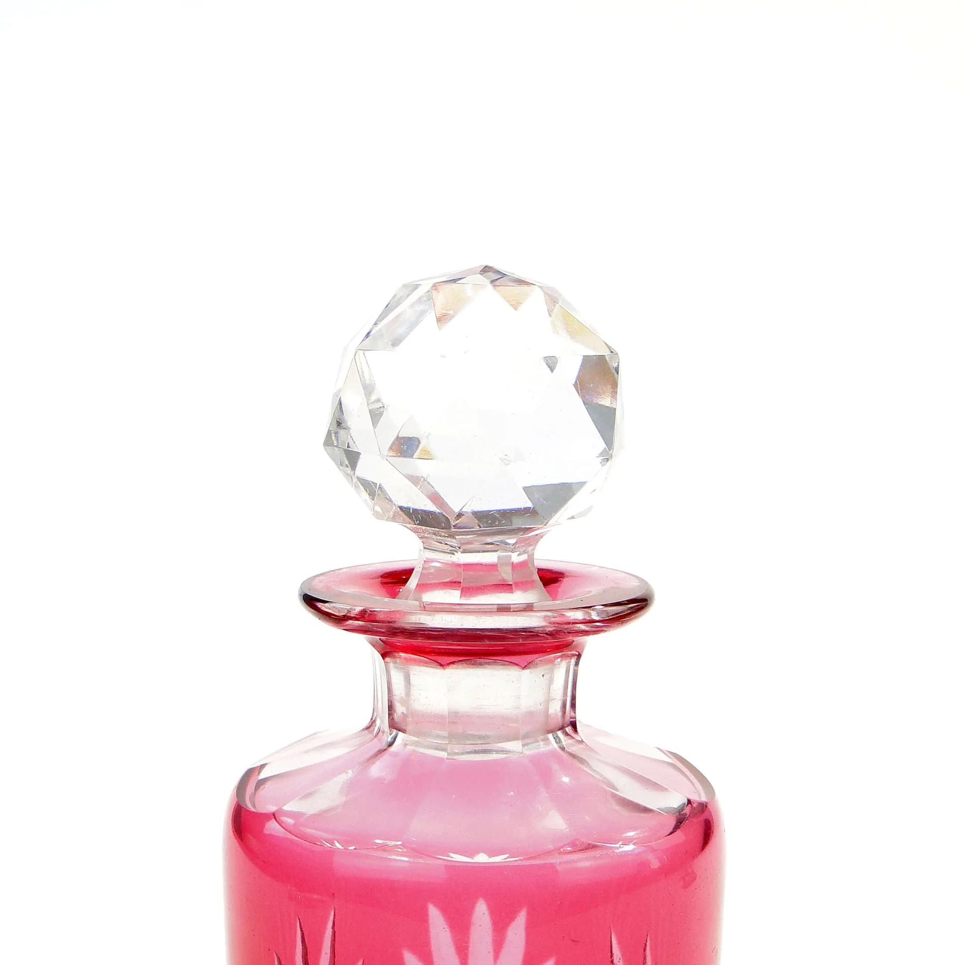 Decanter Art Deco, red, crystal, Józefina Glassworks, Poland, 1920s - 391830
