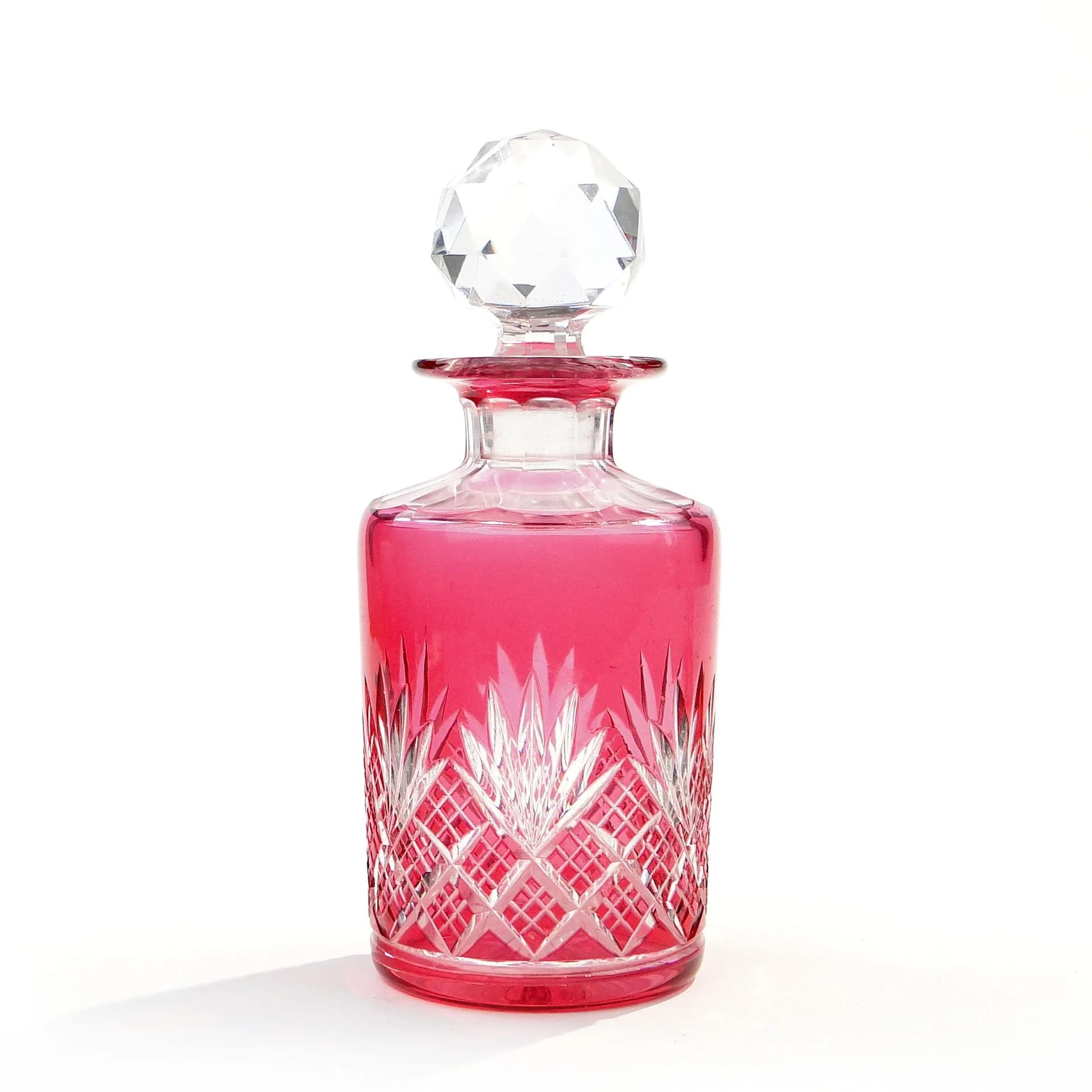 Decanter Art Deco, red, crystal, Józefina Glassworks, Poland, 1920s - 391829