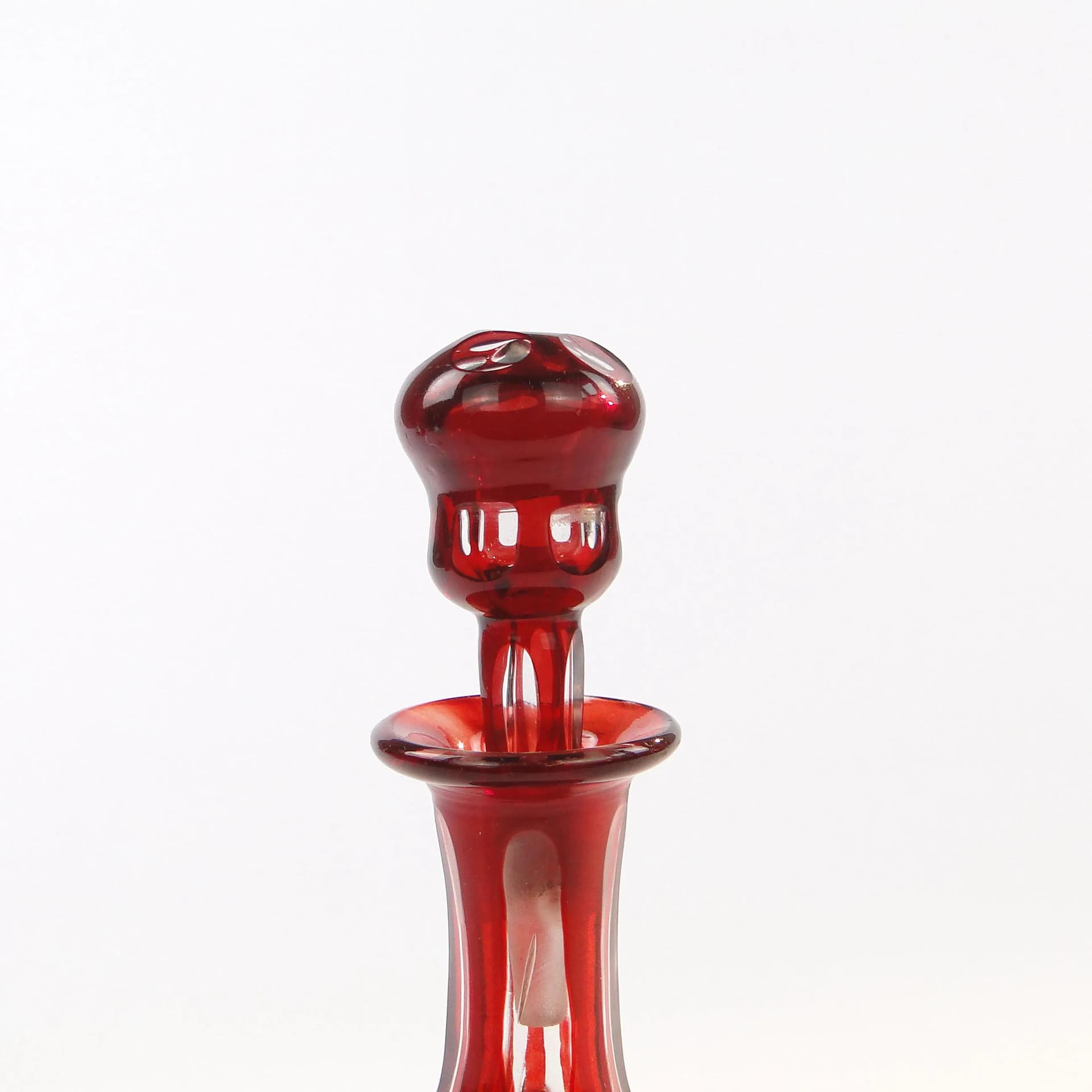 Karafka, Biedermeier, czerwony, szkło, Austria, XIX w. - 392083