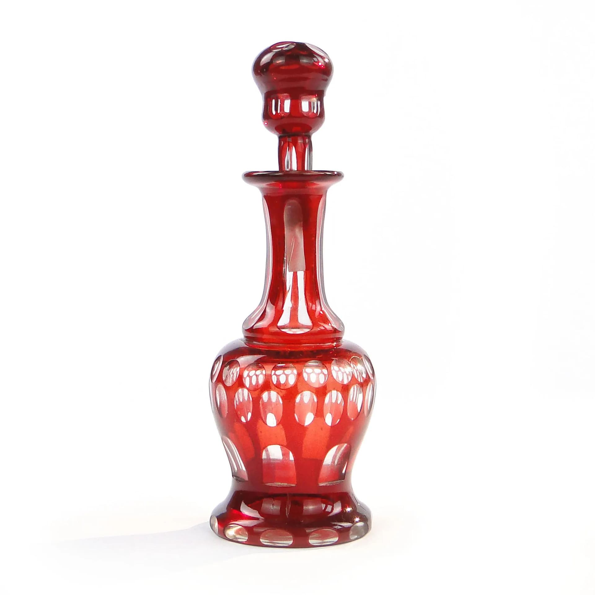 Karafka, Biedermeier, czerwony, szkło, Austria, XIX w. - 392081