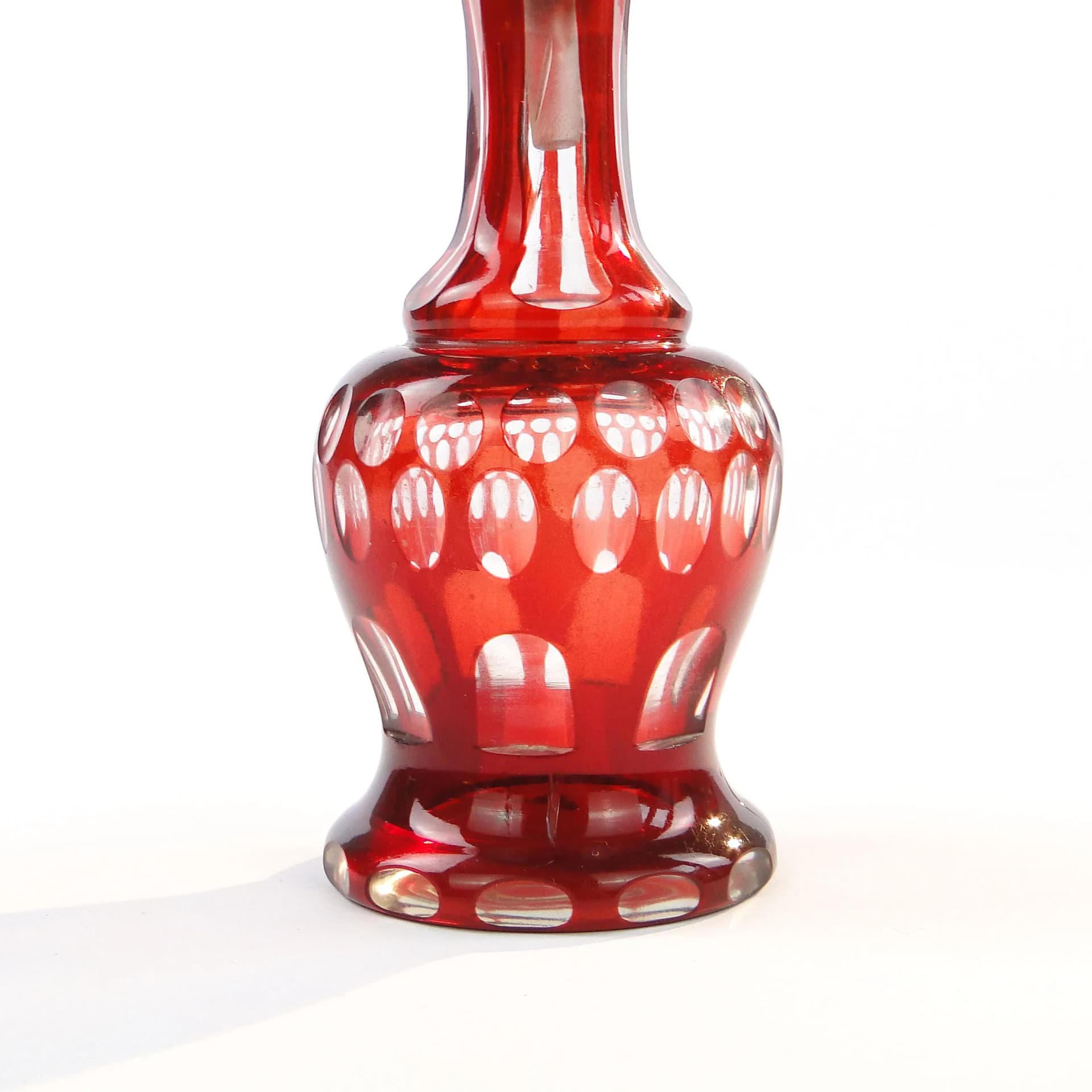 Karafka, Biedermeier, czerwony, szkło, Austria, XIX w. - 392082