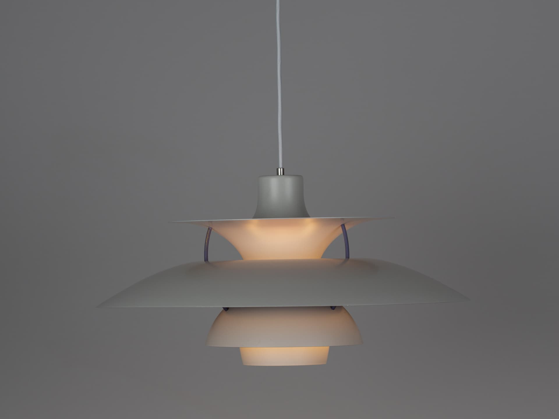 Pendant Lamp PH 5, white, metal, by P. Henningsen, Louis Poulsen, Denmark, 1980s. - 392300