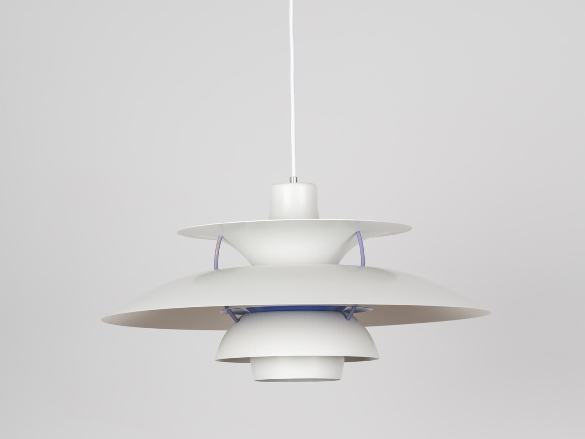Pendant Lamp PH 5, white, metal, by P. Henningsen, Louis Poulsen, Denmark, 1980s. - 392303
