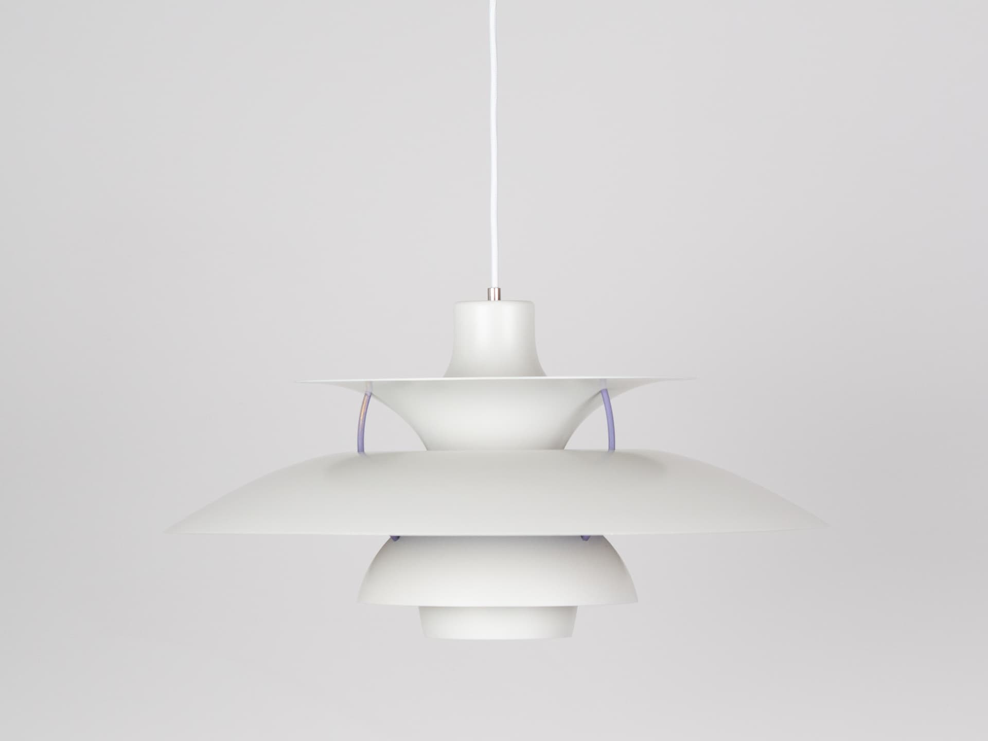 Pendant Lamp PH 5, white, metal, by P. Henningsen, Louis Poulsen, Denmark, 1980s. - 392299