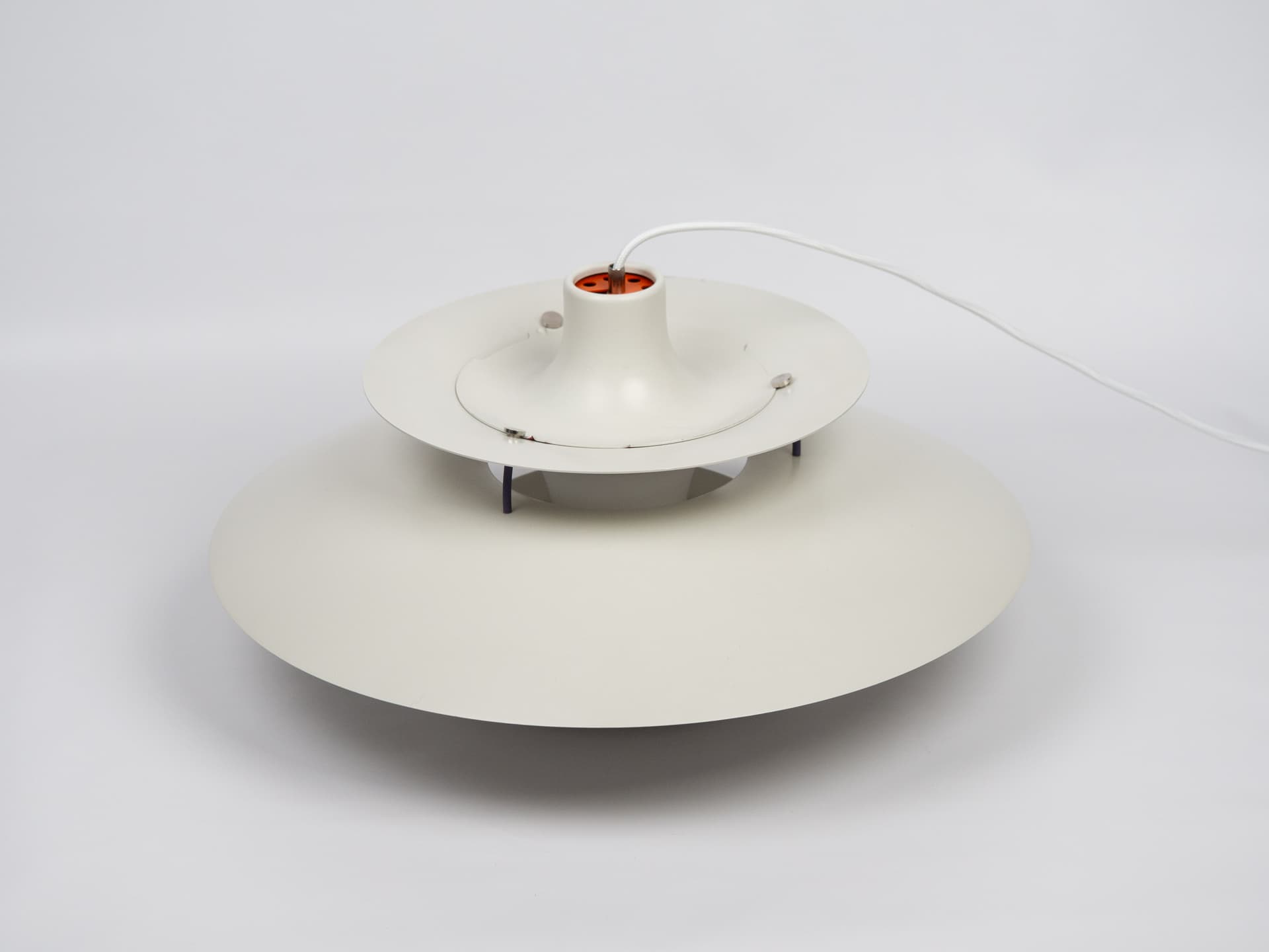 Pendant Lamp PH 5, white, metal, by P. Henningsen, Louis Poulsen, Denmark, 1980s. - 392301