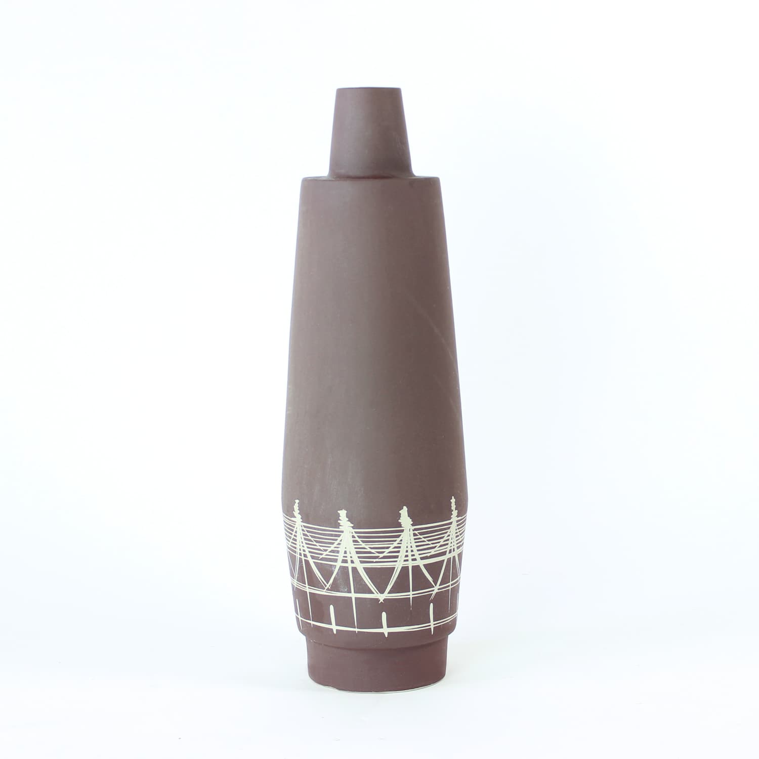 Wazon ceramiczny, brązowy, ceramika, Czechosłowacja, lata 60. - 392384