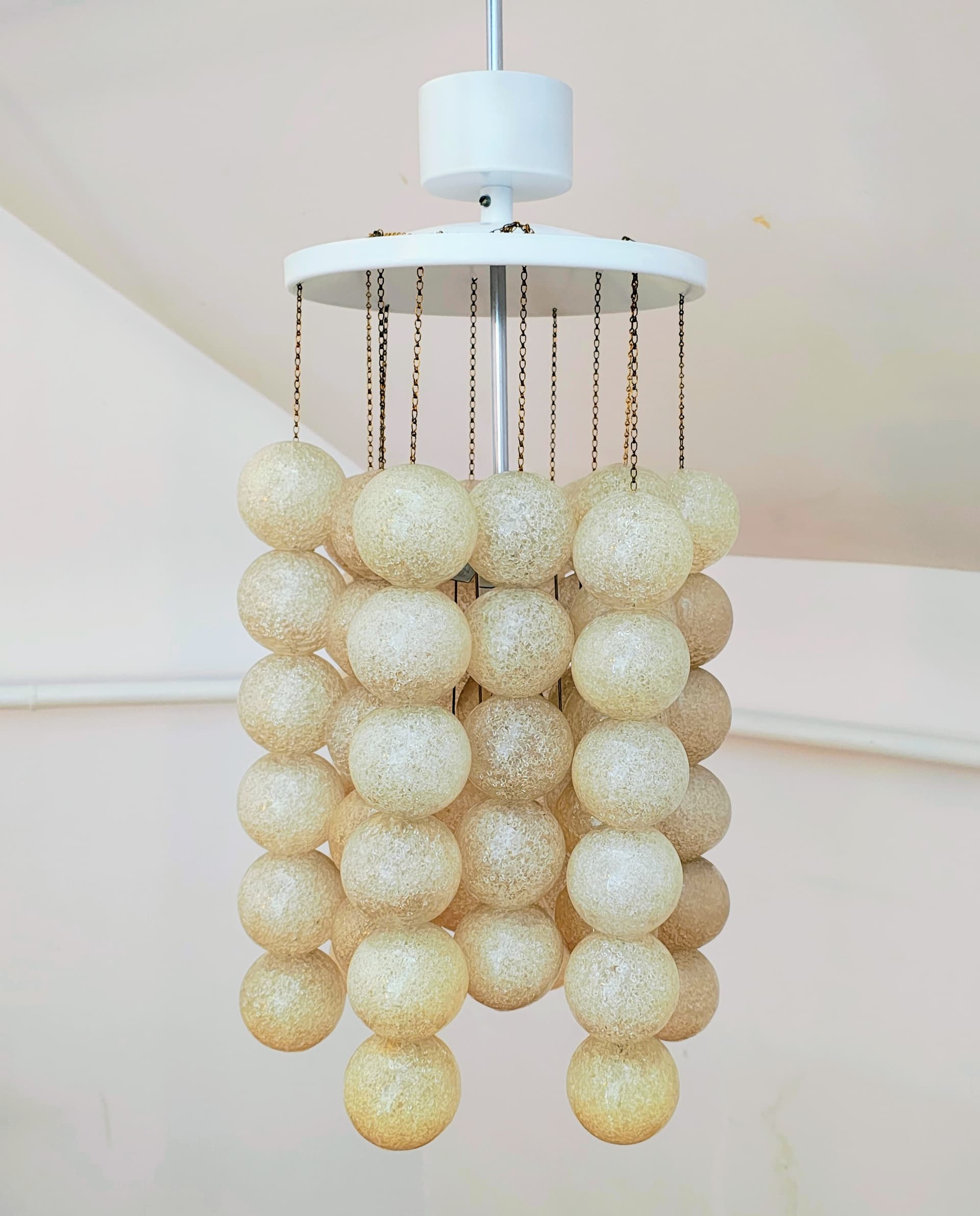 Pendant Lamp Napako, transparent glass, silver metal, Czechoslovakia, 1970s. - 392398