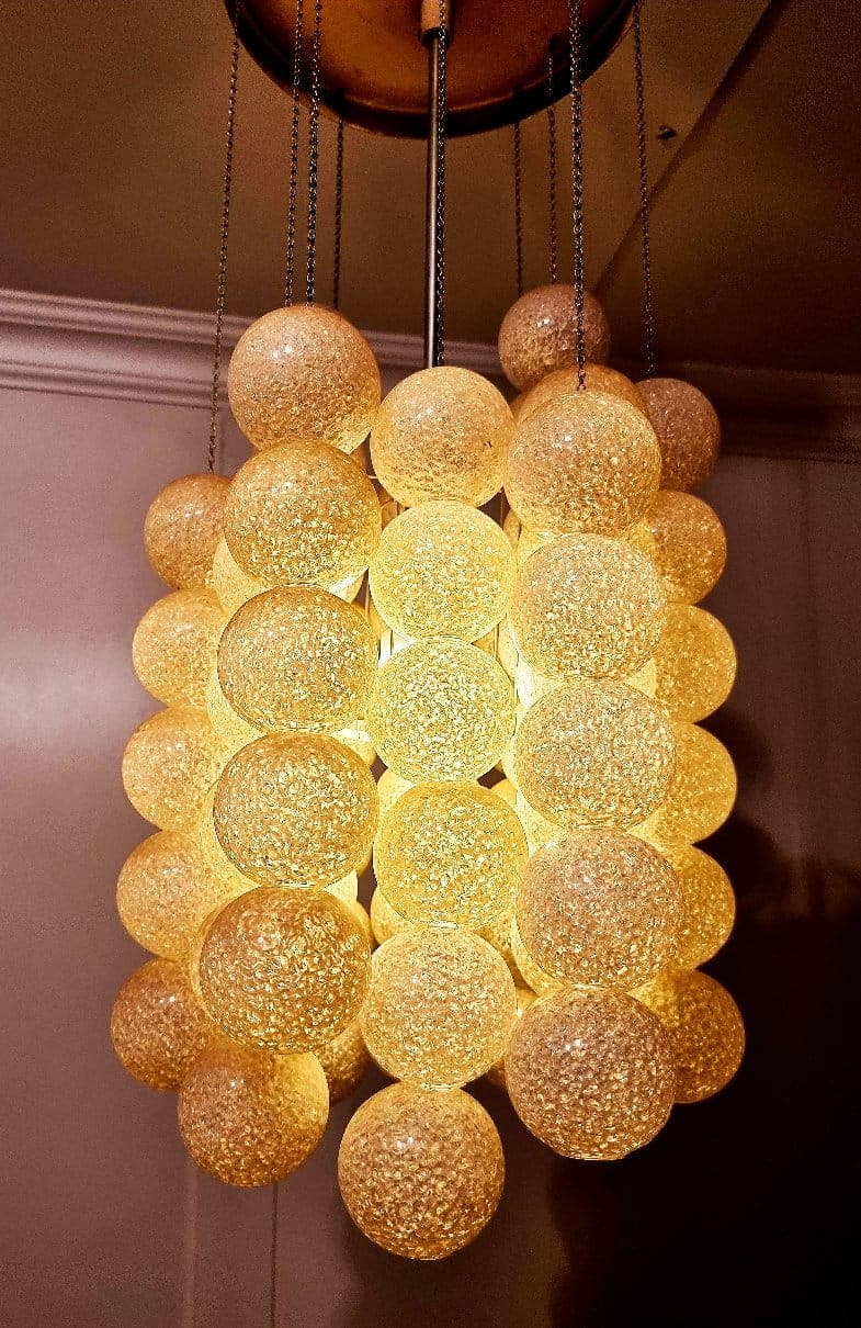 Pendant Lamp Napako, transparent glass, silver metal, Czechoslovakia, 1970s. - 392394