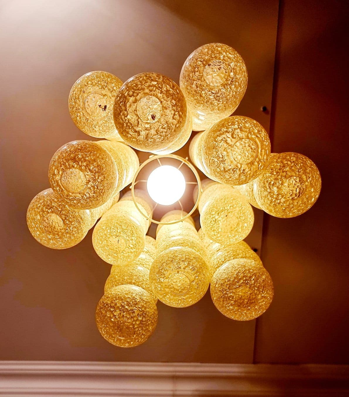 Pendant Lamp Napako, transparent glass, silver metal, Czechoslovakia, 1970s. - 392395