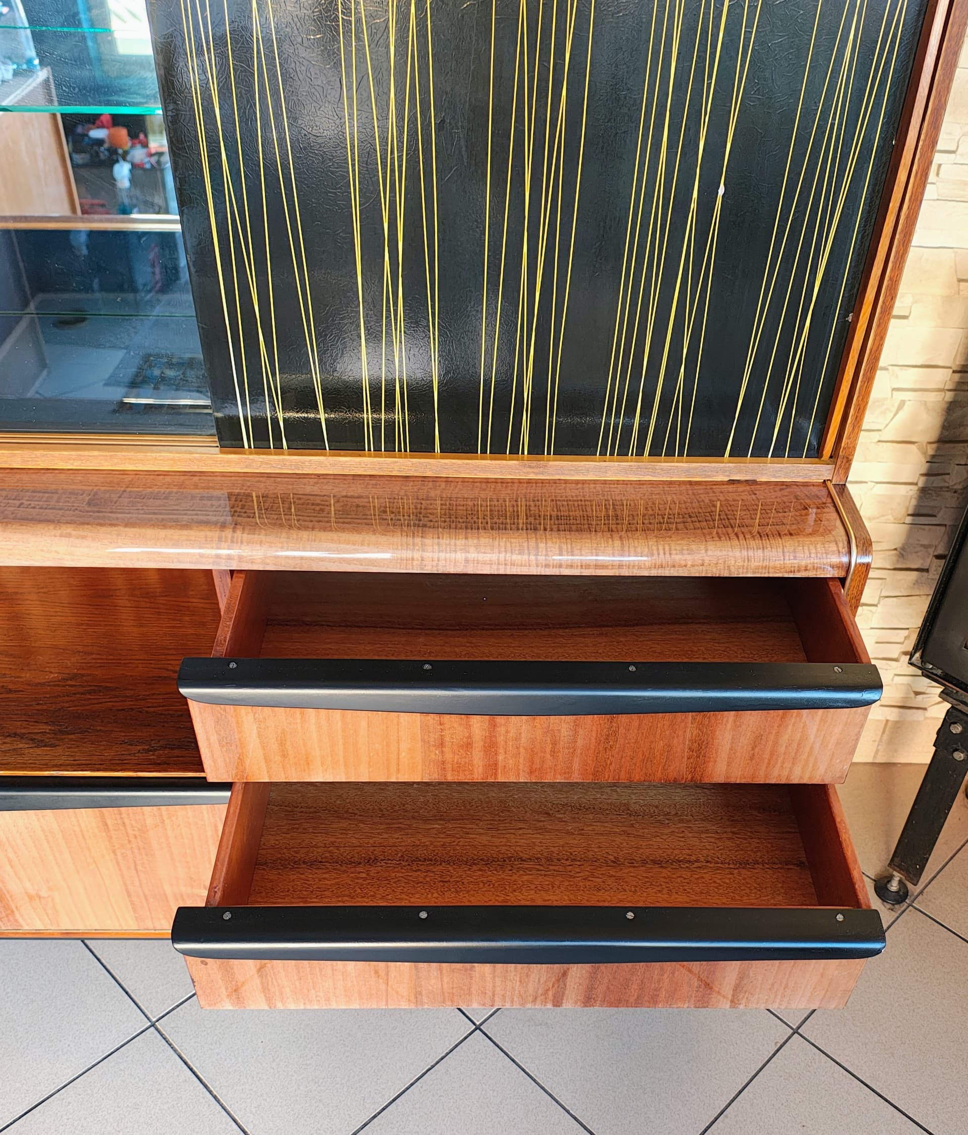Sideboard, walnut brown, veneered wood black, by H. Nepožitek & B. Landsman, Jitona, Czechoslovakia, 1960s. - 392425