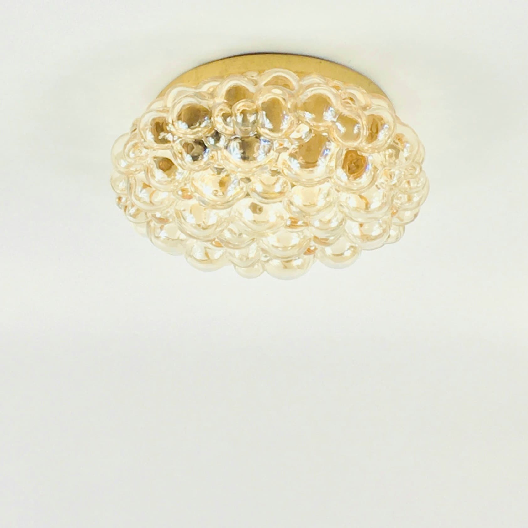Plafon Bubble, szkło jasnobursztynowe, proj. H. Tynell, Limburg, Niemcy, lata 60. - 392442